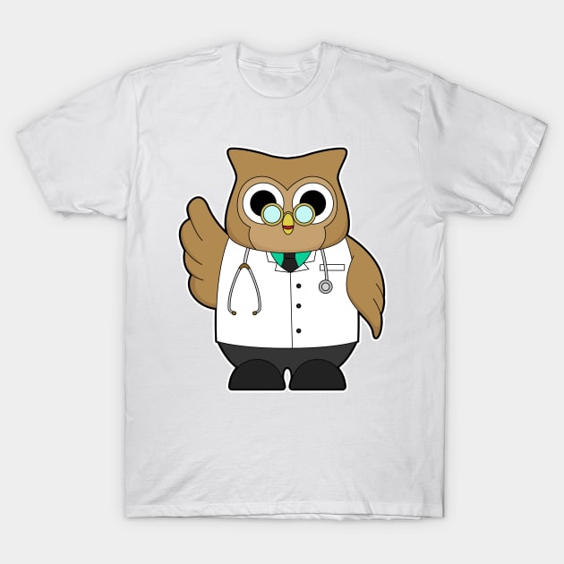 Owl as Doctor with Stetoscope T-Shirt by Markus Schnabel